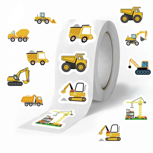 500Pcs Construction Vehicle Stickers for Kids - Reward, DIY Decoration, Thank You Labels