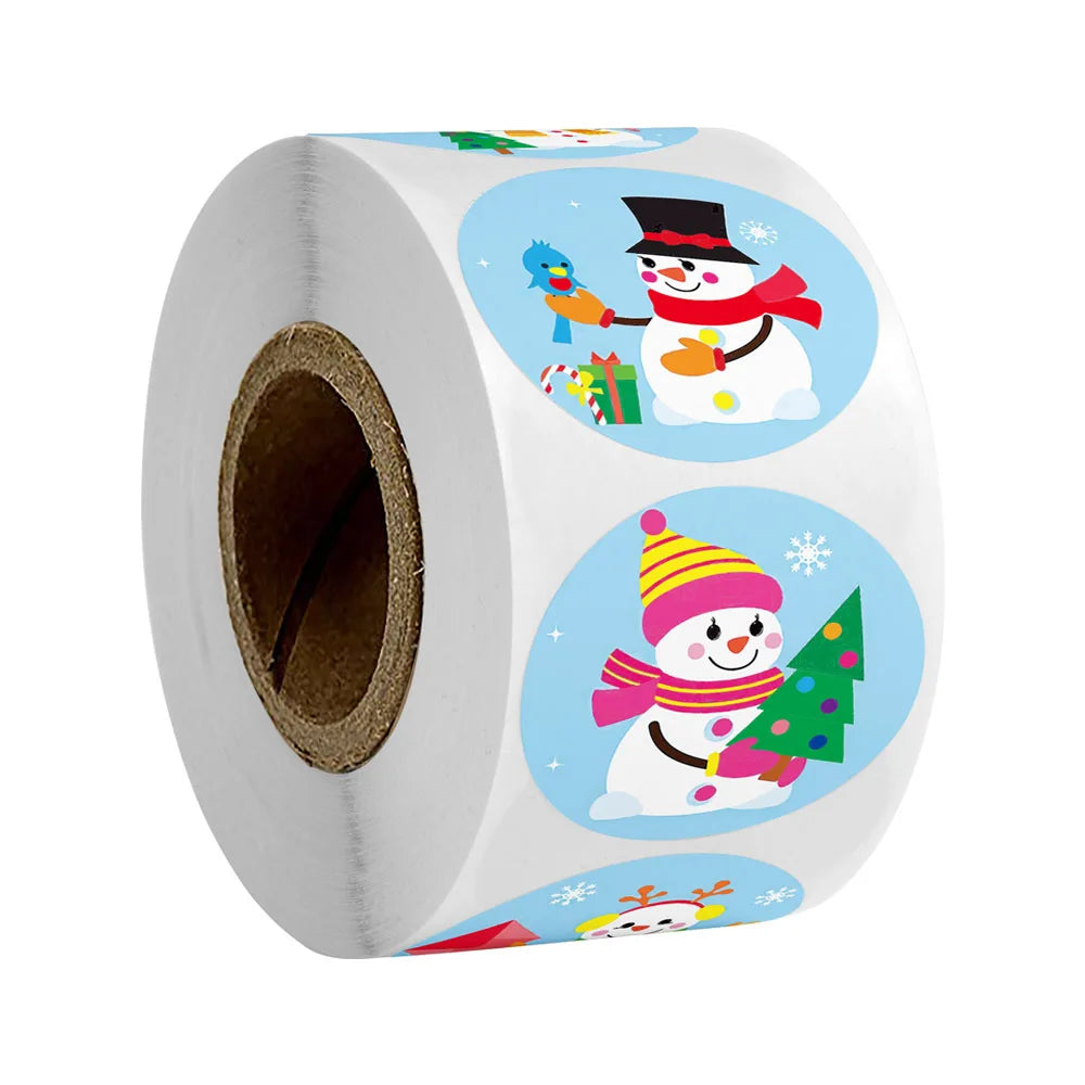 100-500pcs Snowman Merry Christmas Stickers Seal Labels For Gift Card Box Package Thank You Label Sealing Stickers Stationery