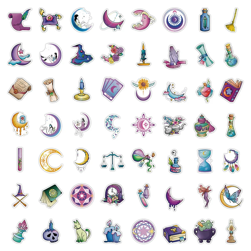 10/30/50/100pcs Cool Cartoon Gothic Magic Stickers Aesthetic Decals Laptop Phone Suitcase Guitar Car Waterproof Sticker Kids Toy