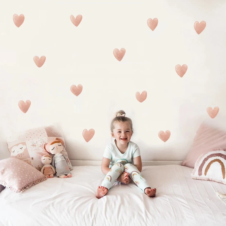 Boho Rainbow Heart Nursery Wall Stickers for Kids Room Decals