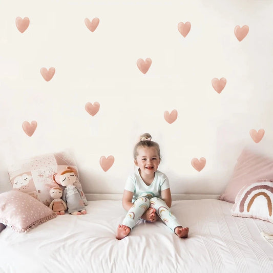 Boho Rainbow Heart Nursery Wall Stickers for Kids Room Decals