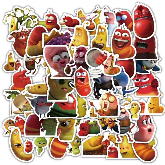 60pcs Cartoon Larva Sticker Pack for Laptop, Phone, Scooter, and More