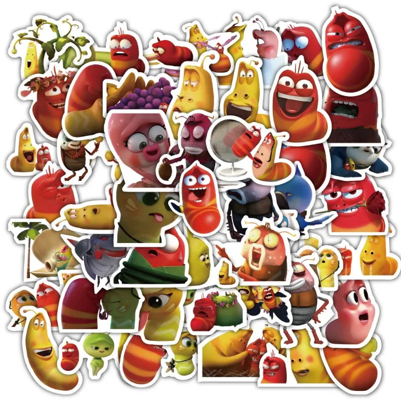 60pcs Cartoon Larva Sticker Pack for Laptop, Phone, Scooter, and More