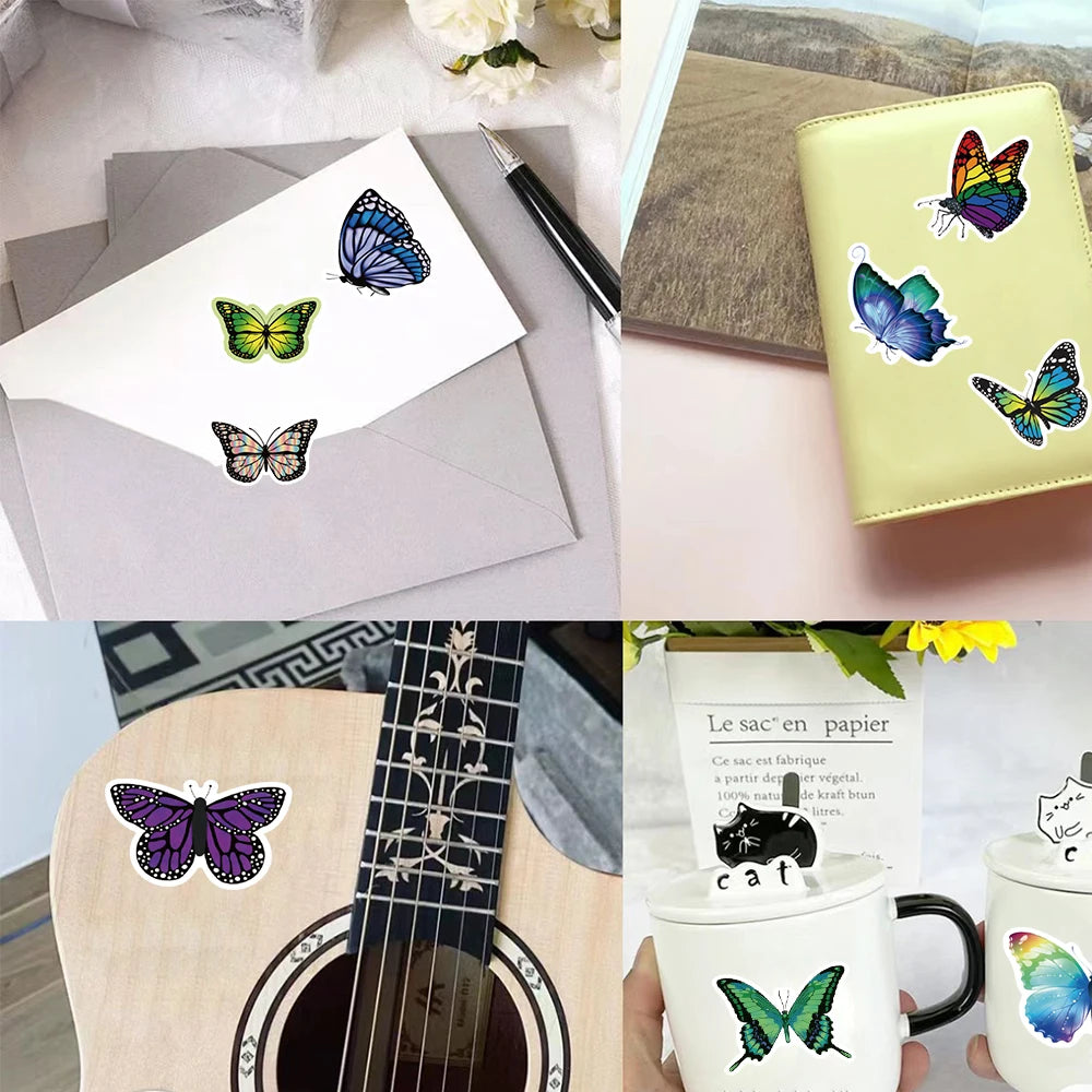 500Pcs/roll Cartoon Butterfly Stickers, Roll Vinyl Stickers For Laptop, Bumper, Skateboard, Water Bottles, Computer