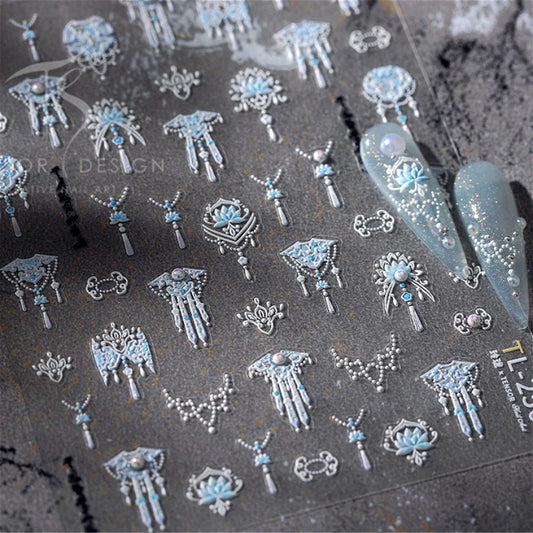 Yunjin Brocade Shawl & Nail Art Stickers Set
