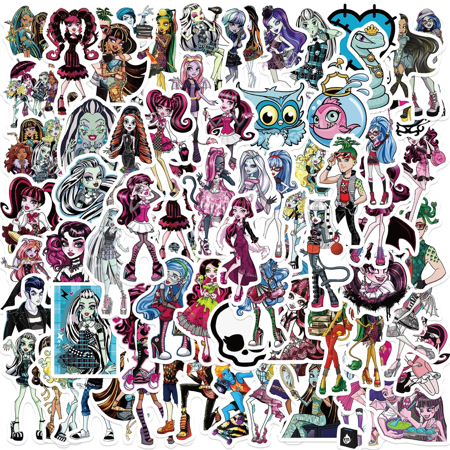 70Pcs Monster High Graffiti Stickers for Skateboard, Bicycle, Guitar, Laptop, Kids, Waterproof