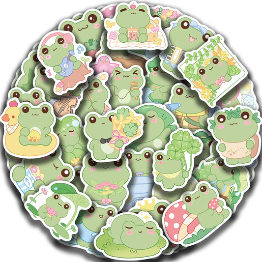 50Pcs Cute Frog Stickers Waterproof Decals for Laptops