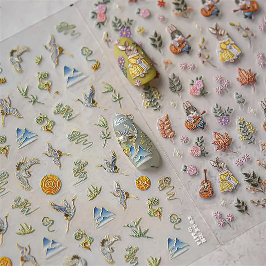 Sunflower Rabbit Fall Harvest Nail Art Stickers