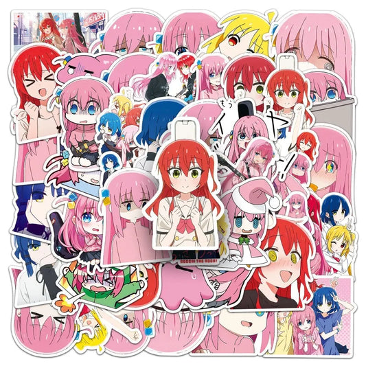 50pcs Anime Stickers for Laptop, Phone, Car, Scooter, Water Bottle, Suitcase, Refrigerator