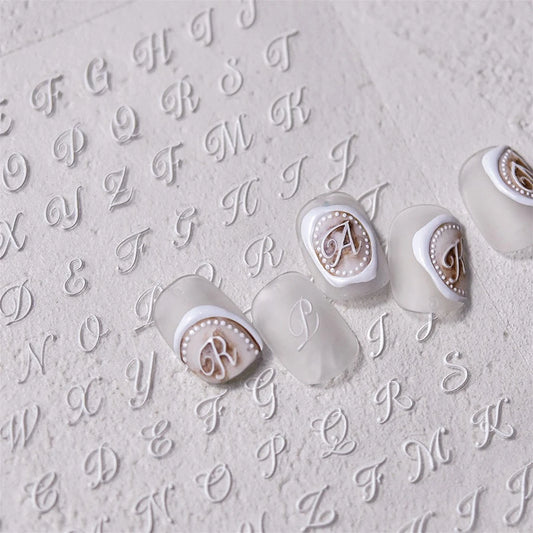 3D Gold Punk Nail Art Stickers - Chic English Letters Decals