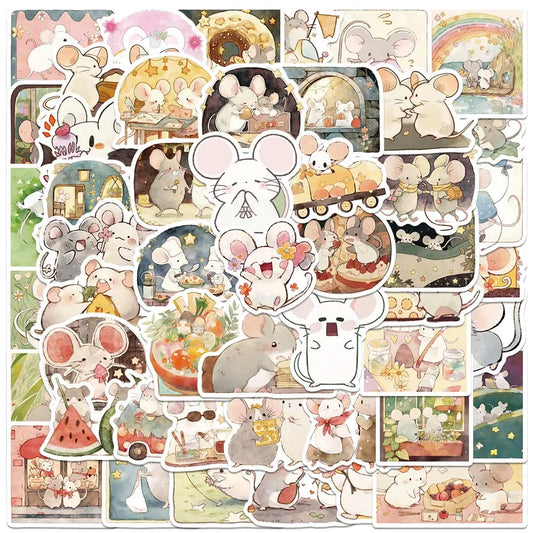 50pcs Cartoon Mouse Stickers for Bike Car Laptop Luggage Kids Gift