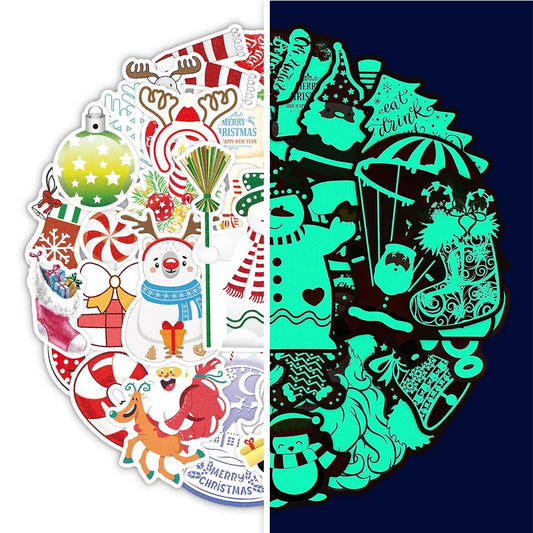 Luminous Neon Glow Stickers - Christmas Cartoon Decals for Laptop, Motorcycle, Phone, Car