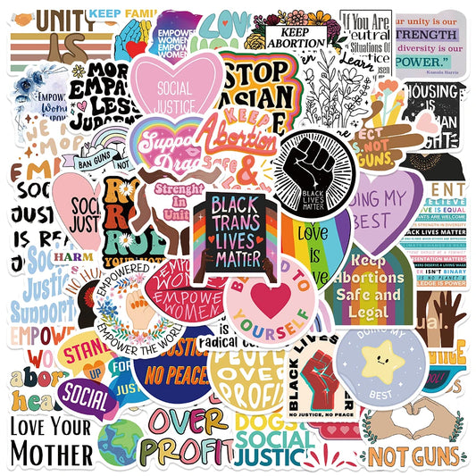 50pcs Social Justice Motivational Phrases Stickers Inspirational Quotes Encouragement Stickers Laptop Luggage Guitar Decals