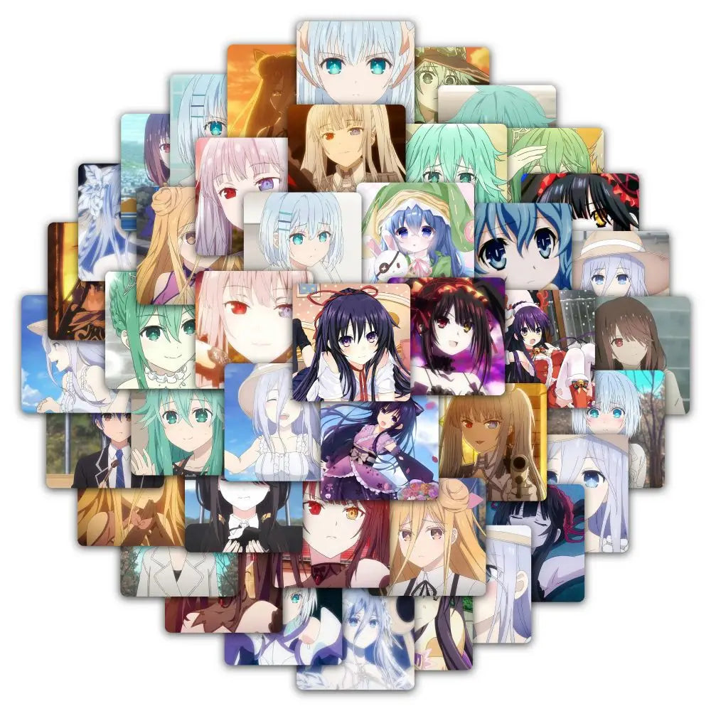 58pcs DATE A LIVE Stickers for Suitcase, Water Cup, Stationery, Phone, Laptop, Refrigerator