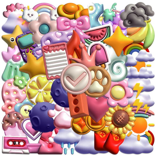 50PCS Kawaii Weather Icons Stickers for Skateboard, Notebook, Phone, Bike, Luggage, Kids Toy