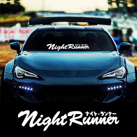 Car Sticker Japanese JDM Racing Sticker Night Runner Front Windshield Waterproof Vinyl Film Decor Decals Auto Tuning Accessories