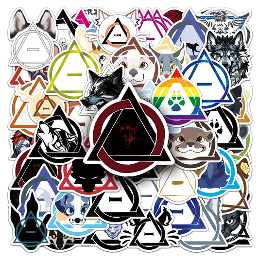 10/50pcs Cool Therian Symbol Animal Stickers Aesthetic Graffiti Decals Laptop Scrapbook Guitar Skateboard Waterproof Sticker