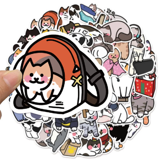 50Pcs Cat Meme Stickers Waterproof Anime Decals