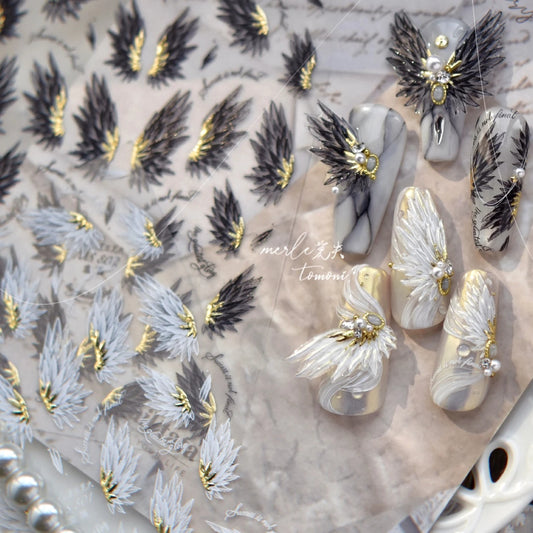 Angel Devil Feather Nail Art Stickers Manicure Decals