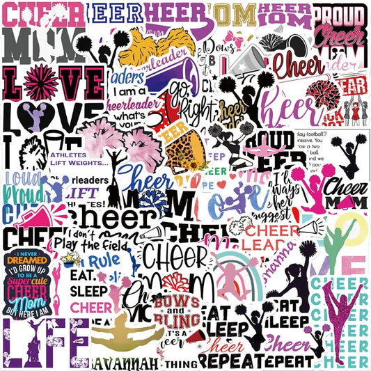 50pcs Cheerleading Cartoon Stickers for Laptop, Phone, Water Bottle, Scooter, Suitcase, Stationery, Refrigerator Decoration
