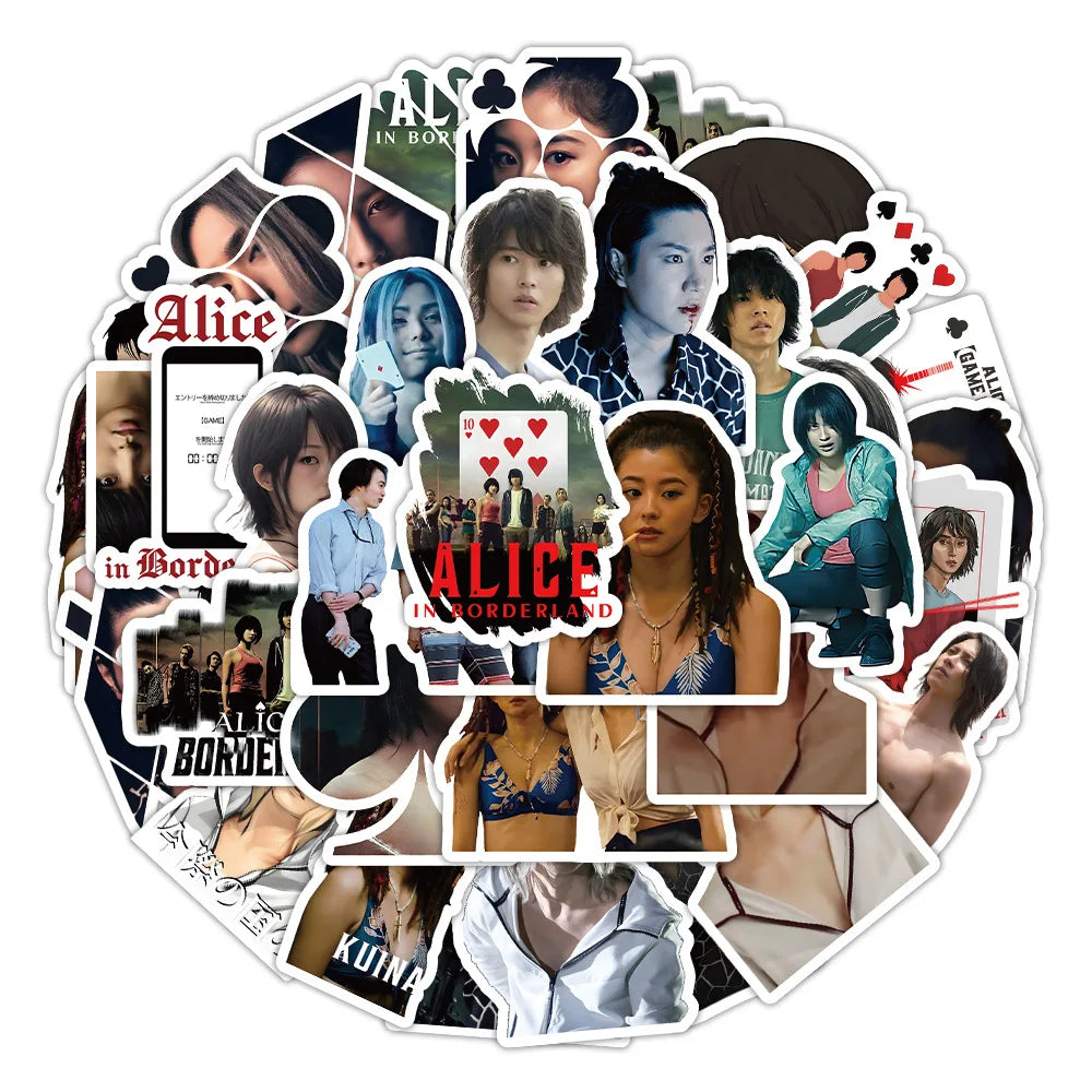 Alice in Borderland Stickers for Laptop, Water Bottle, Bicycle, Skateboard, Luggage, Anime Toys, Waterproof, 10/53 Pcs