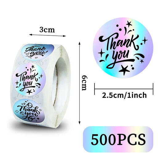 500pcs 1" Laser Thank You Stickers for Small Business, Adhesive Labels for Boutiques & Wrapping Supplies