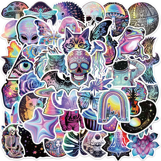 50pcs Cartoon Psychedelic Mysterious Graffiti Stickers For Phone Ipad Aesthetic Sticker DIY Handmade Scrapbooking Material