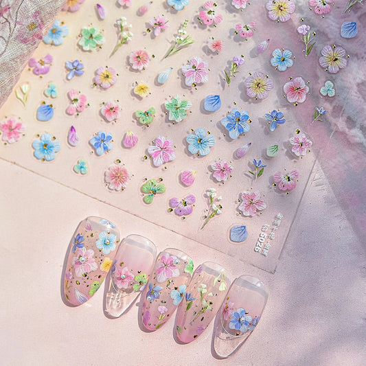 Peach Blossom Orchid Nail Art Stickers 3D 5D Decals