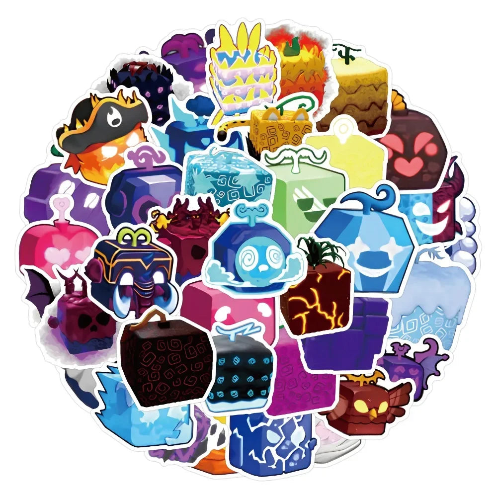 10/50Pcs BLOX FRUITS Graffiti Stickers Laptop Computer Phone Luggage Guitar Waterproof Graffiti Bicycle Vinyl Stickers