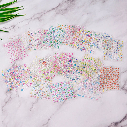 3D Flower Nail Stickers: Floral, Leaf, Butterfly, Heart Decals