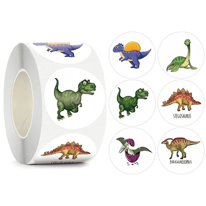 500PCS Children's Cartoon Stickers Little Dinosaur Pattern Kids Stationery Supplies School Teacher Supplies Reward Stickers