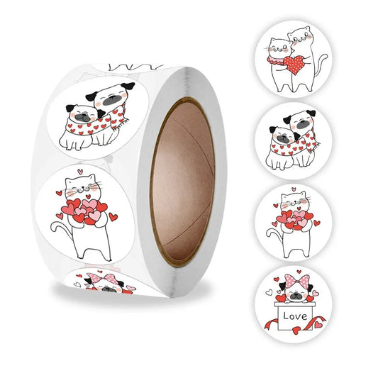 50-500pcs Cute Cartoon Heart Stickers for Valentine's Day Baking Packaging Sticker Envelope Seals Love Decorative Stickers Gift