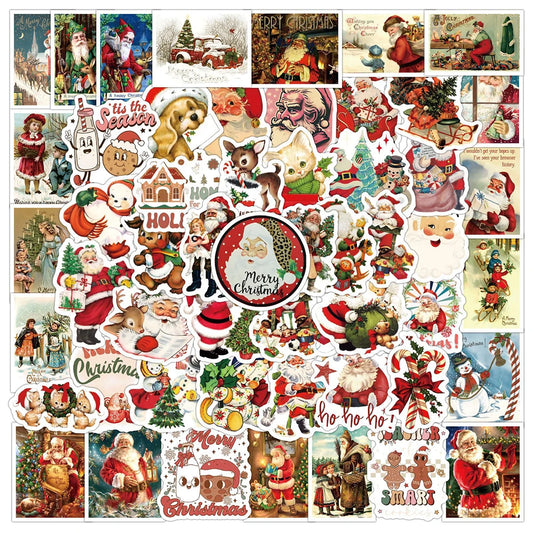 Vintage Cartoon Christmas Stickers Decals for Fridge Laptop Suitcase Phone Decoration
