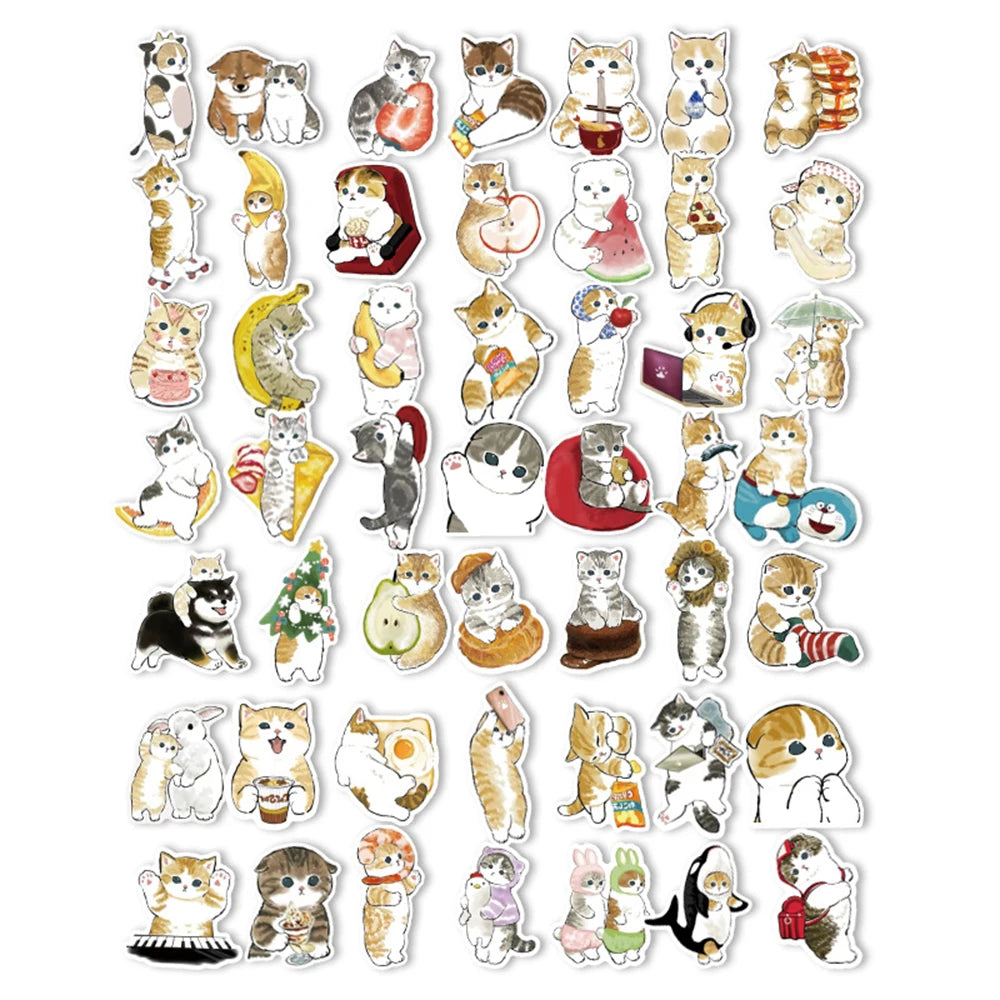 10/30/50PCS Kawaii Cartoon Cat Stickers Funny Cute Decals Decoration For Kids DIY Toys Phone Stationary Guitar Suitcase Sticker