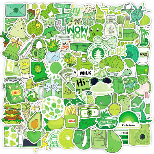 Green Cartoon Stickers Waterproof DIY Laptop Skateboard Decals Kids Toys