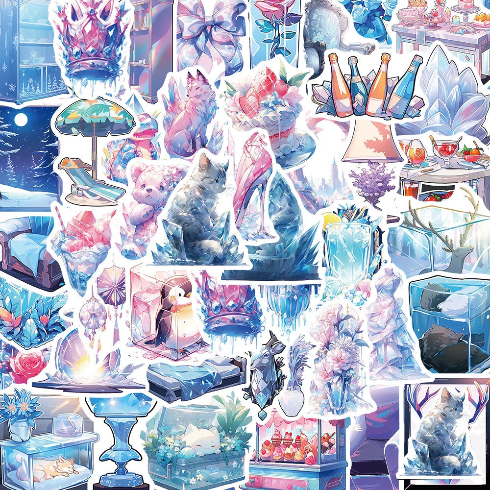 Cute Ice World Aesthetic Stickers Cartoon Decals for Laptop, Notebook, Phone, Kid Toy (10/30/50PCS)