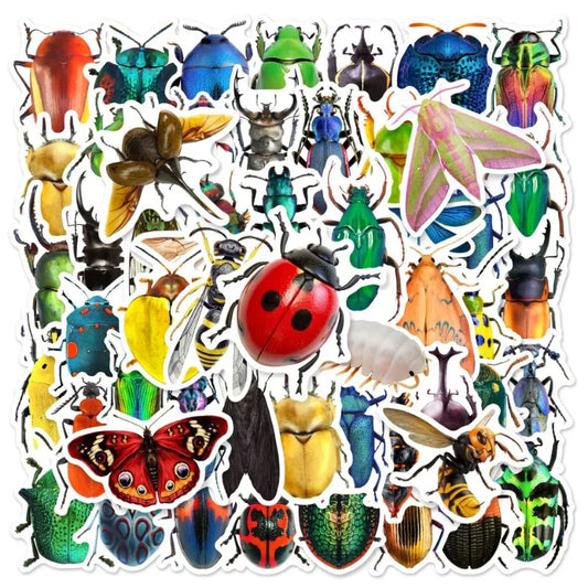 Mixed Insect Cartoon Stickers for DIY Scrapbook, Water Bottle, Phone, Laptop, Guitar Decal (10/25/50pcs)