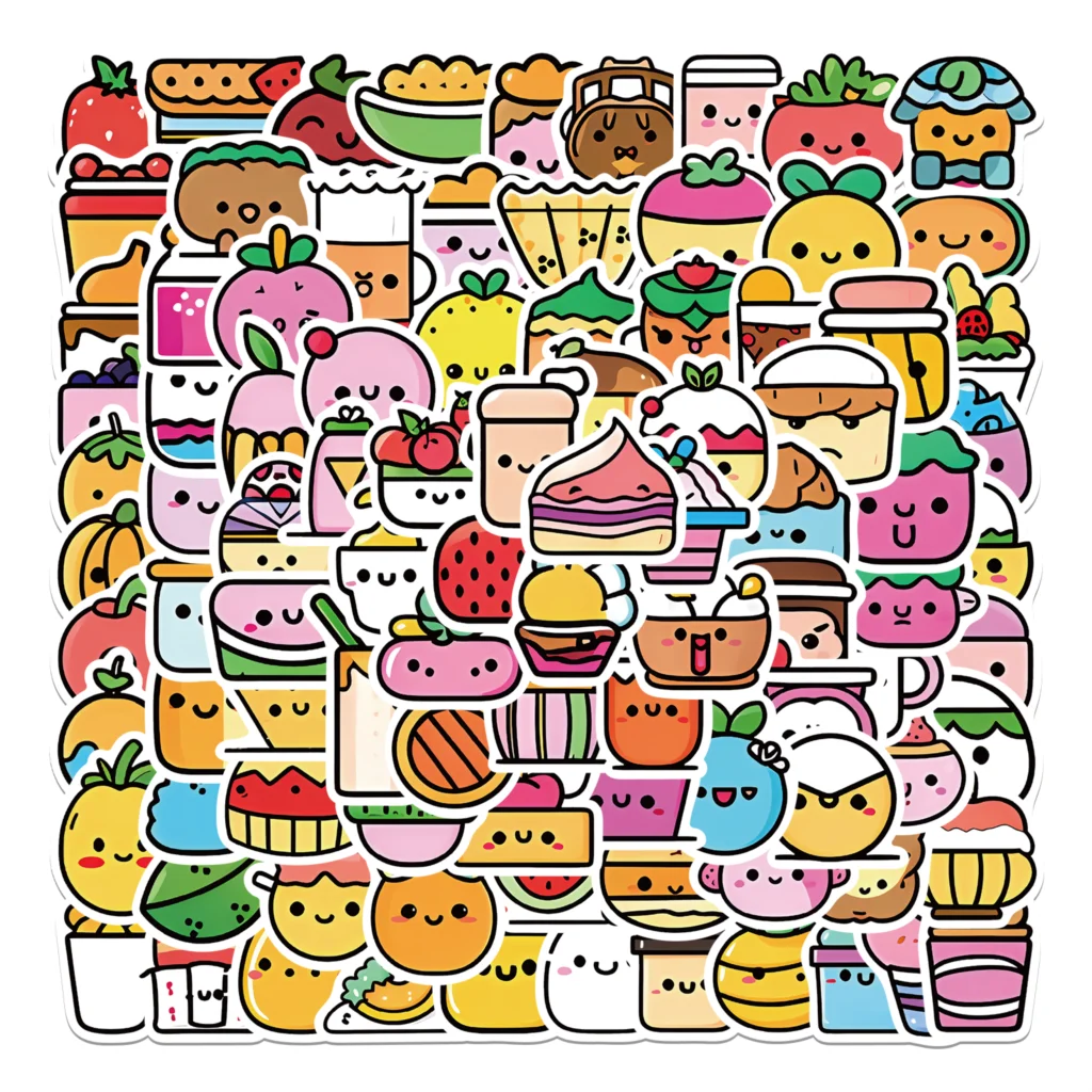 10/50/100PCS Cartoon Sketch Food Graffiti Sticker DIY Bbook Phone Stationery Helmet Skateboard Guitar Laptop Suitcase Kids Gift