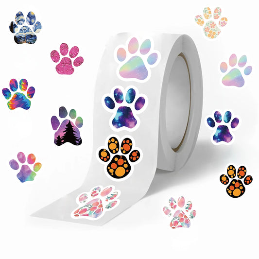 500pcs/Roll Creative Dog Paw Stickers Children Learning Reward Stationery Sticker Fashion Office School Decoration Seal Stickers