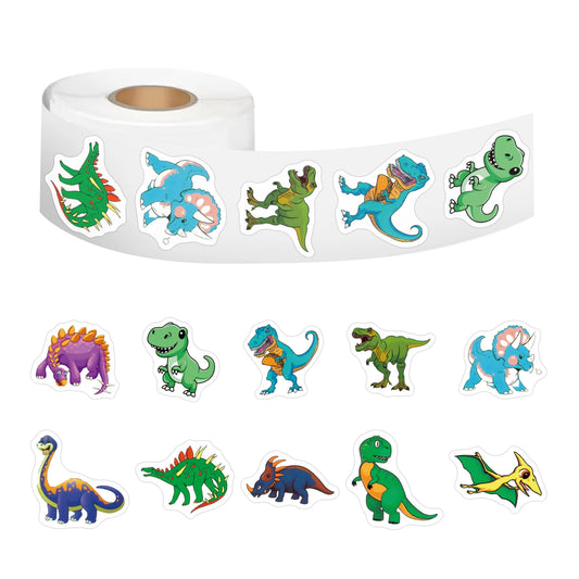 100-500pcs Animal Reward Stickers Cute Watercolor Dinosaur Sticker Tape Self-adhesive Decorative Decals For Children Stationery