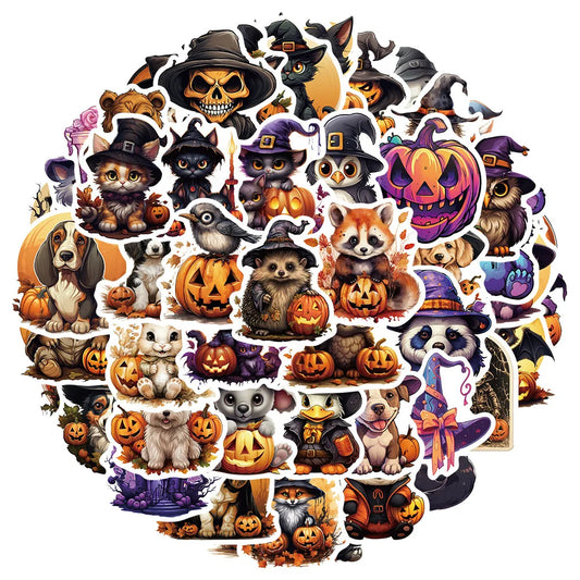 Halloween Animal Pumpkin Stickers Decals Kids DIY Scrapbook Laptop Guitar
