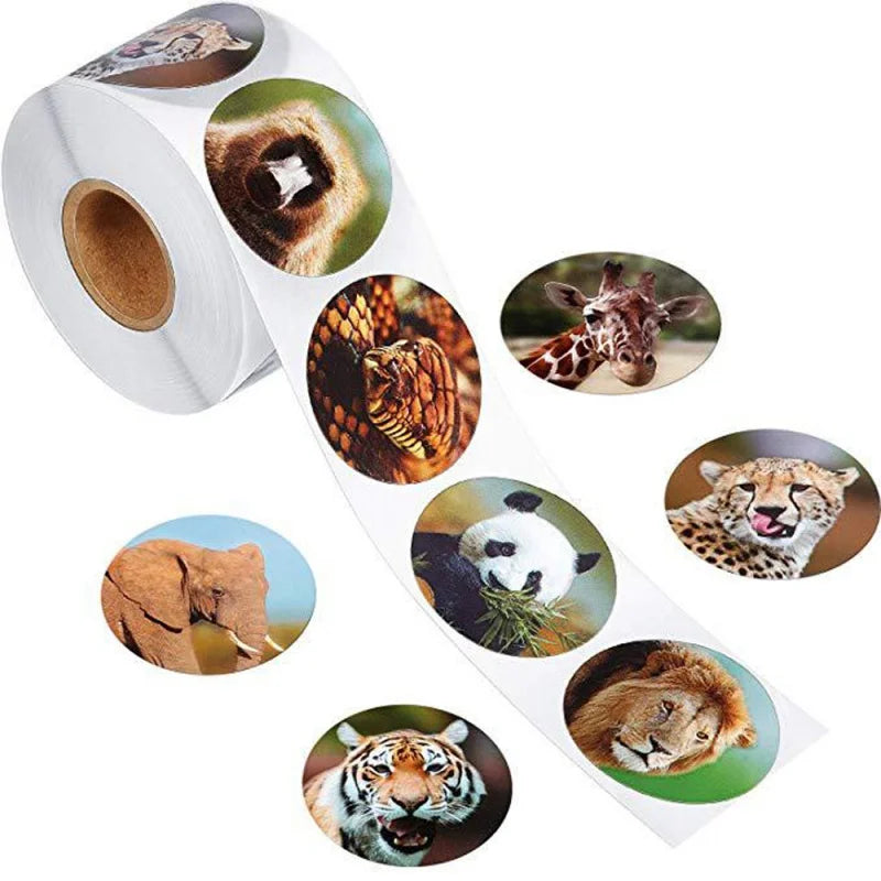 500pcs zoo Animals cartoon Stickers for kids classic toys sticker school teacher reward sticker 8 designs pattern tiger