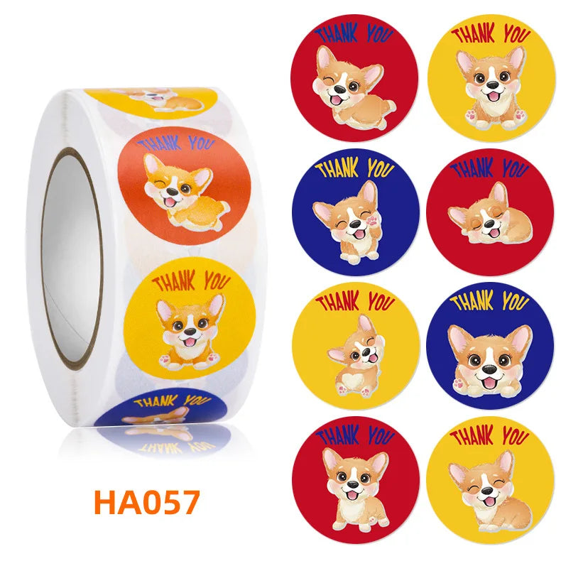 500pcs 1inch Cartoon Animal Children Sticker Label Thank You Cute Toy Game Sticker DIY Gift Sealing Label Decoration