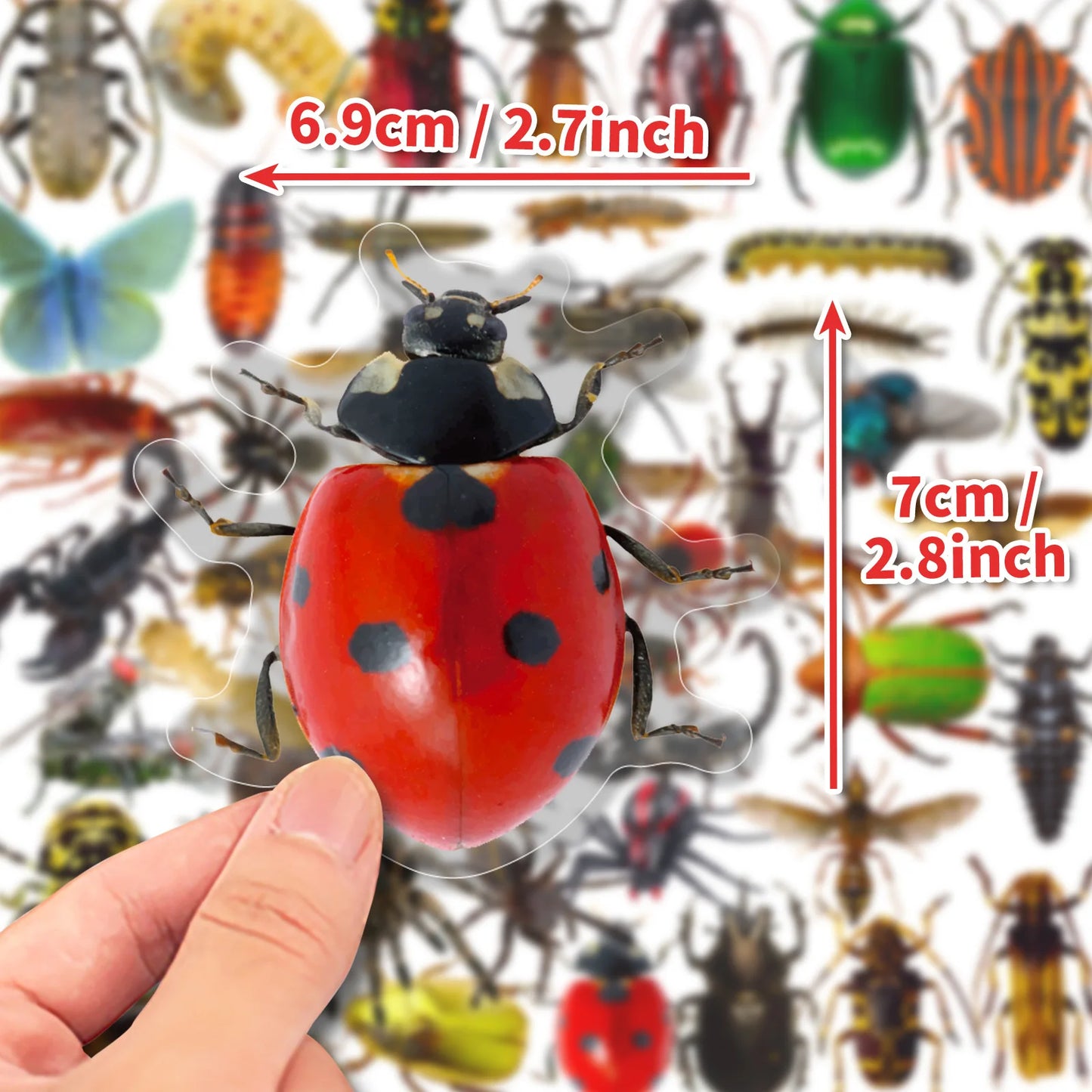 10/30/50PCS Mixed Insects Transparent Sticker Cartoon Graffiti DIY Scrapbook Stationery Laptop Guitar Bike Skateboard Decal Toy