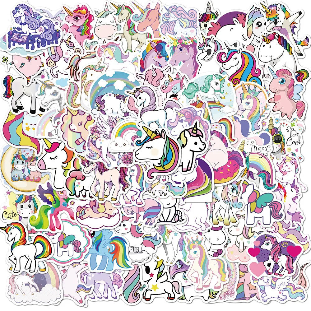 10/30/50/100PCS Cute Animals Pink Unicorn Cartoon Sticker DIY Diary Phone Laptop Luggage Skateboard Graffiti Decals Fun for Kid