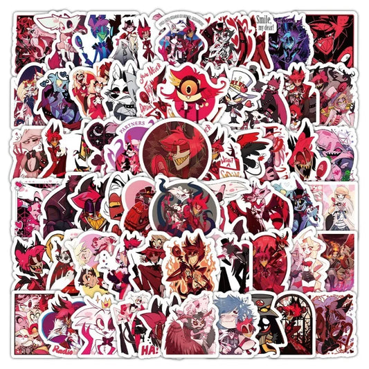 100pcs Hazbin Hotel Anime Stickers for Laptop, Phone, Suitcase, Water Bottle, Scooter, Refrigerator
