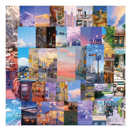 50Pcs Cartoon Street View Graffiti Stickers for Helmet, Wall, Desktop Decoration