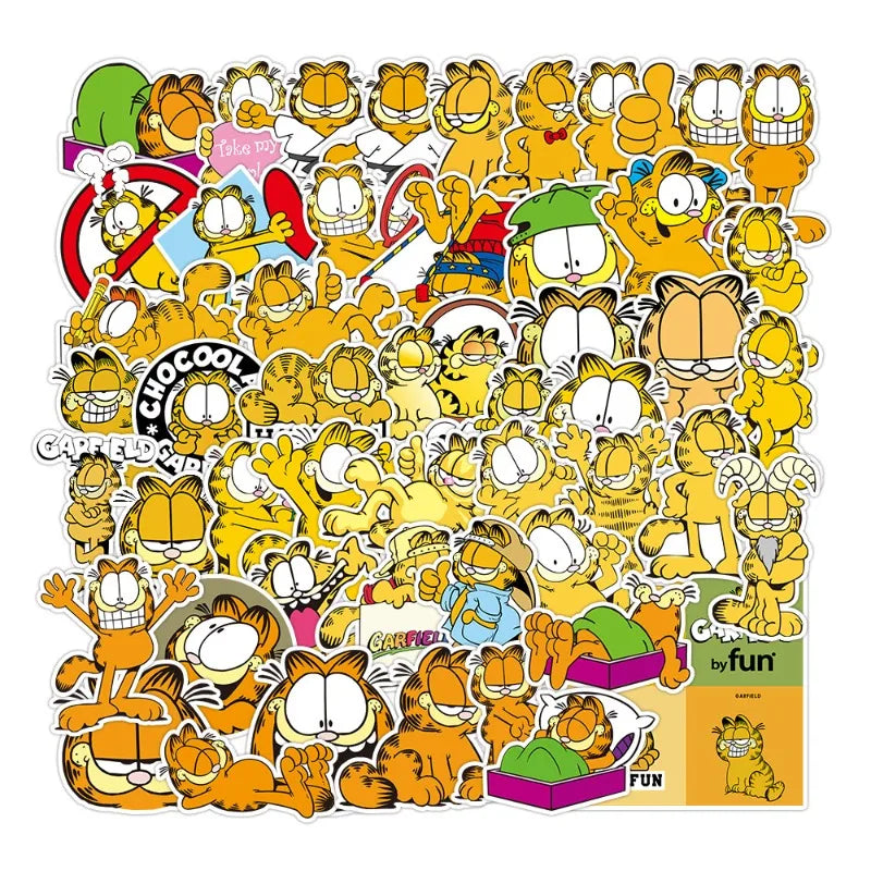 50pcs Garfield Cartoon Stickers for Luggage, Phone, Laptop, and More