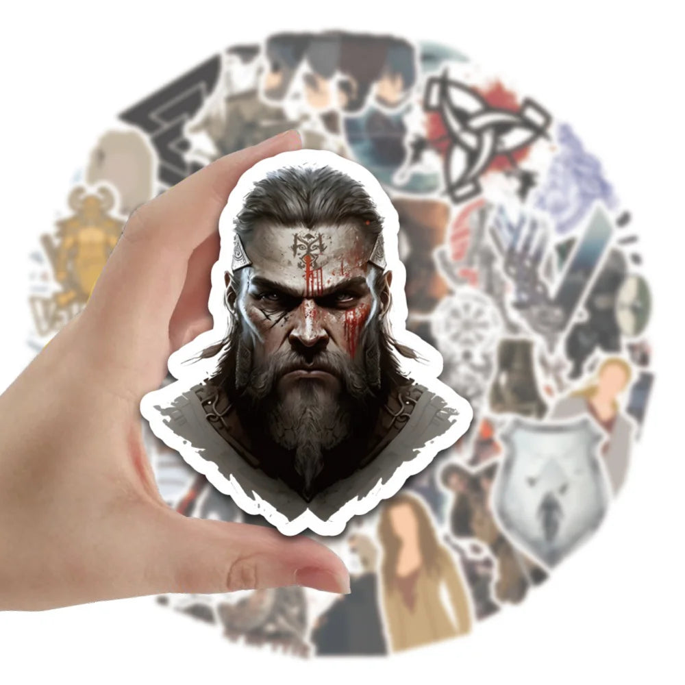 10/50Pcs American TV Series Vikings Stickers Decals Laptop Car Phone Skateboard Bike Fridge Notebook Waterproof Sticker Kid Toy