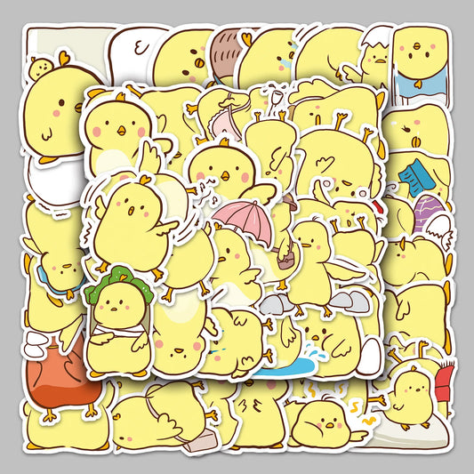 50pcs Cute Chicken Graffiti Stickers for Helmet, Wall, DIY Decoration